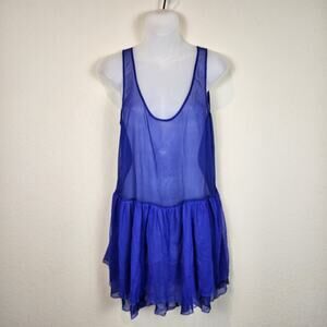 Intimately Free People Sheer Babydoll Nightie Slip Dress Ruffle Swifty Womens M